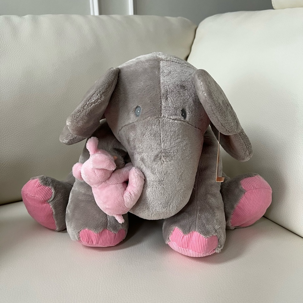 Animal Alley Grey Elephant & baby pink elephant plush-BNWT